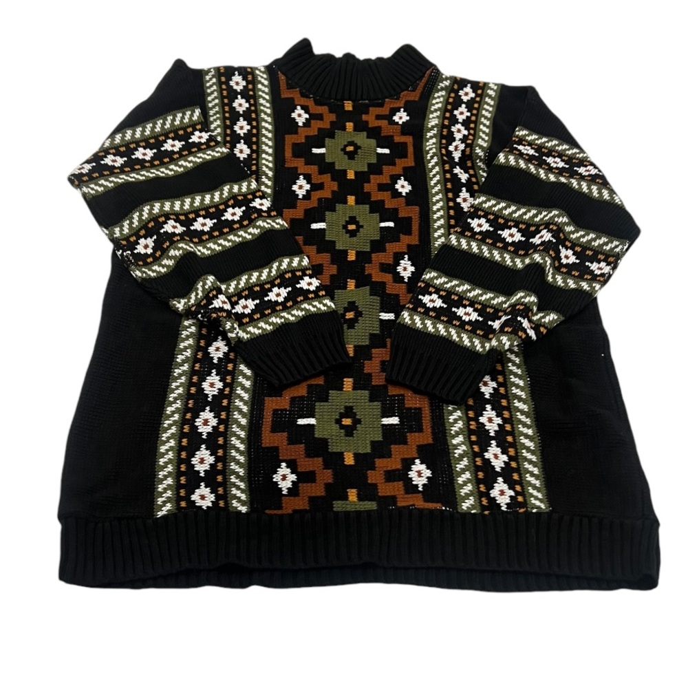 Clifton Place | Vintage Knit Aztec Southwestern Mock Neck Sweater